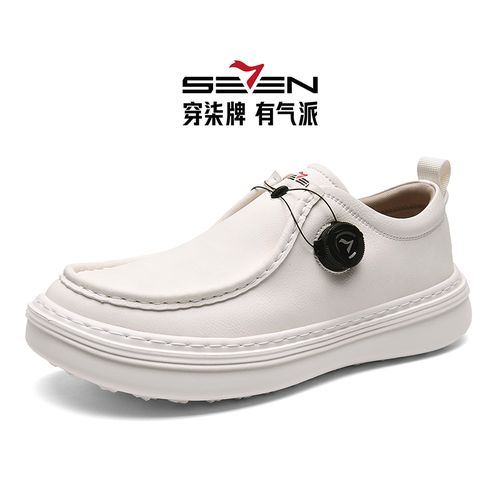 seven7/柒牌男鞋夏季休闲皮鞋时尚百搭懒人鞋英伦风透气旋转扣鞋主图