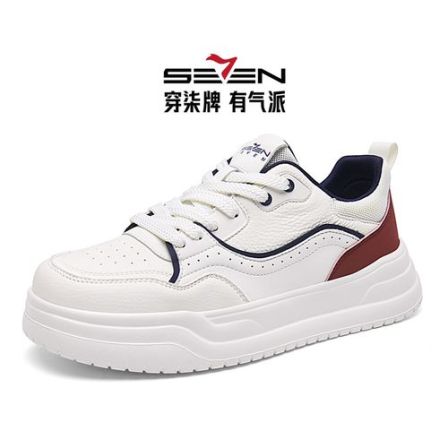 seven7/柒牌男鞋夏季新款透气百搭时尚低帮鞋厚底增高休闲板鞋