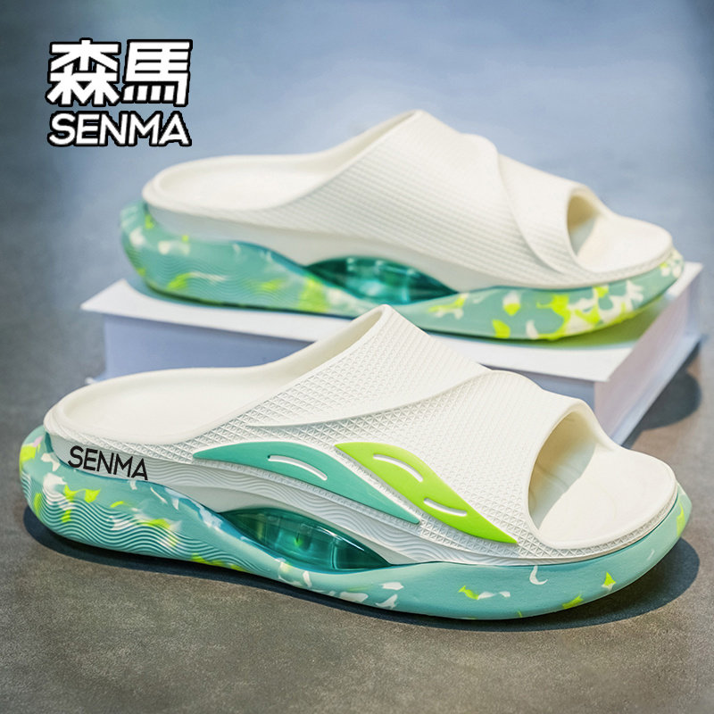 SENMA/森马拖鞋男夏季外穿踩屎感气垫一字拖防滑防臭运动沙滩凉拖主图