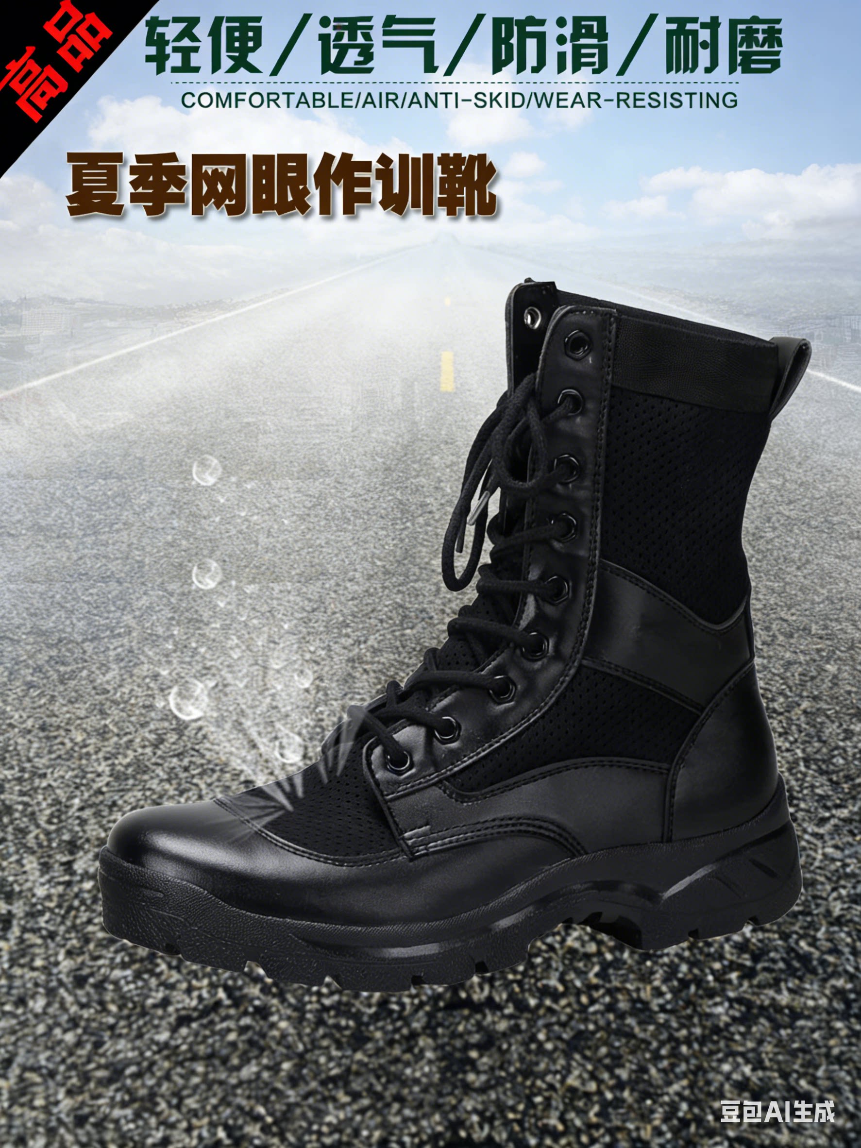 批发夏季网眼透气靴作战靴战术训练靴户外单靴配发保安靴子主图
