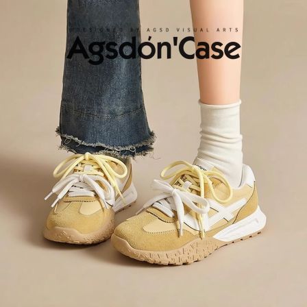 奥古狮登厚底德训鞋女2026新款春夏透气增高阿甘鞋百搭休闲运动鞋