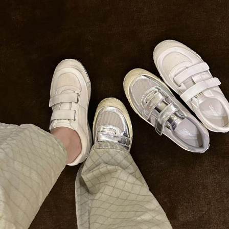 H55女鞋2026新款春夏透气网面小白鞋魔术贴板鞋内增高擦色休闲鞋