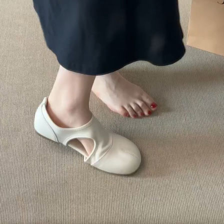 羊皮版~法式小众氛围感时髦单仙女深口镂空平底温柔显瘦玛丽珍鞋