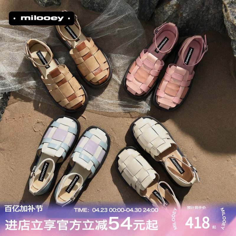 迷失麋鹿【像素鱼骨凉鞋】夏季新款复古凉鞋可外穿厚底罗马凉鞋女主图