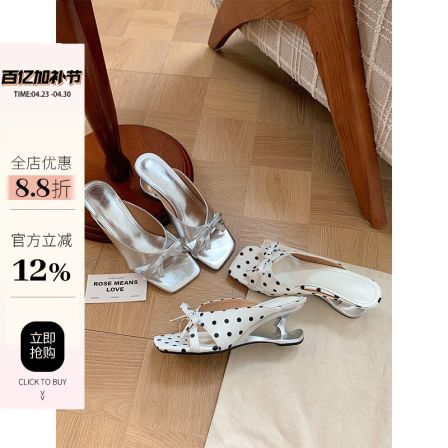 袁圈圈未来感～波点蝴蝶结异形高跟凉鞋极简高级感外穿女鞋甜美风
