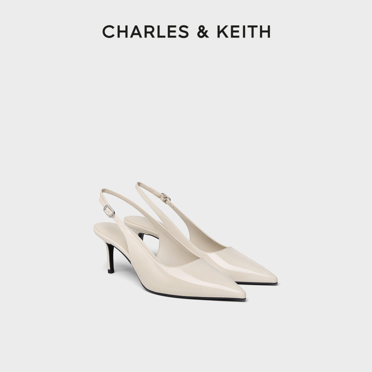 CHARLES&KEITH26夏季新款CK1-60280513简约亮面尖头细高跟鞋凉鞋主图