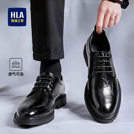 海澜之家男鞋年轻人商务正装皮鞋薄款尖头德比鞋内6cm8增高婚鞋男