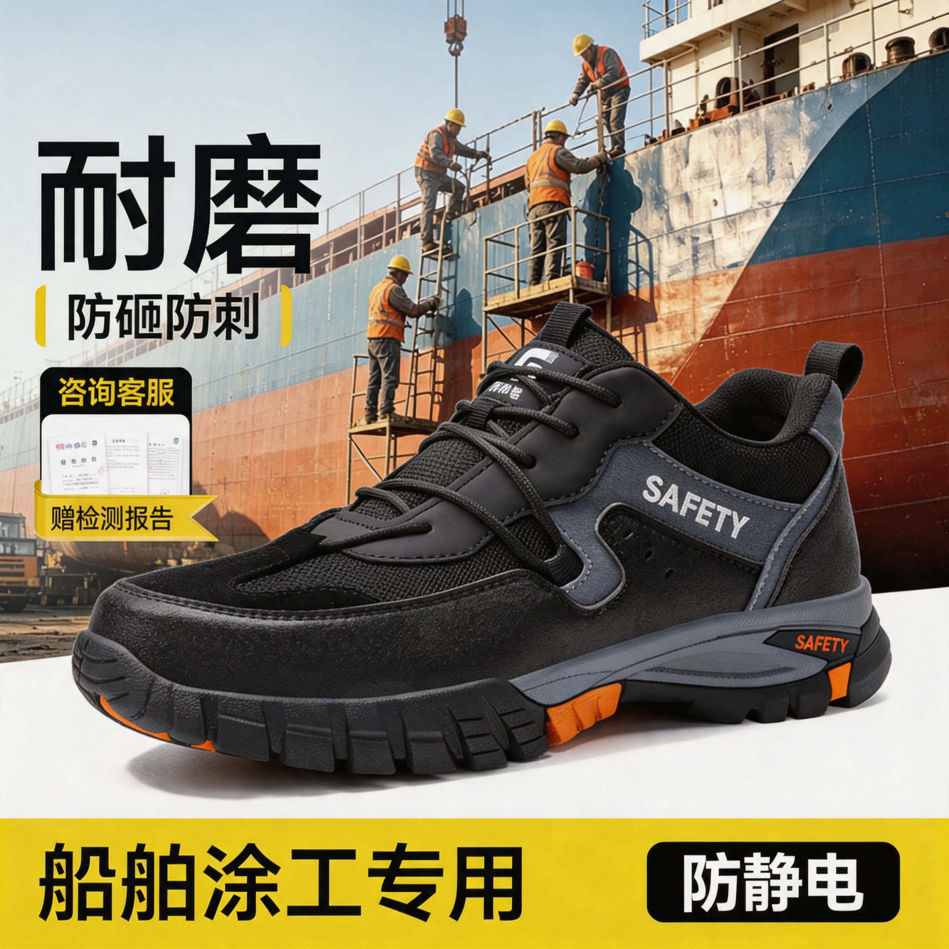 船舶涂装工防静电耐油防刺穿安全鞋男防滑防砸船厂工作劳保鞋主图
