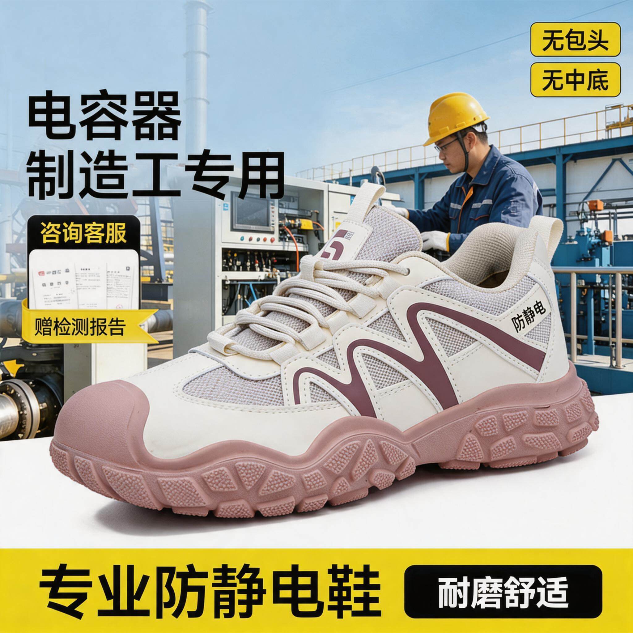 电子厂电容器制造工防静电隔热安全鞋男耐高温工作劳保鞋主图