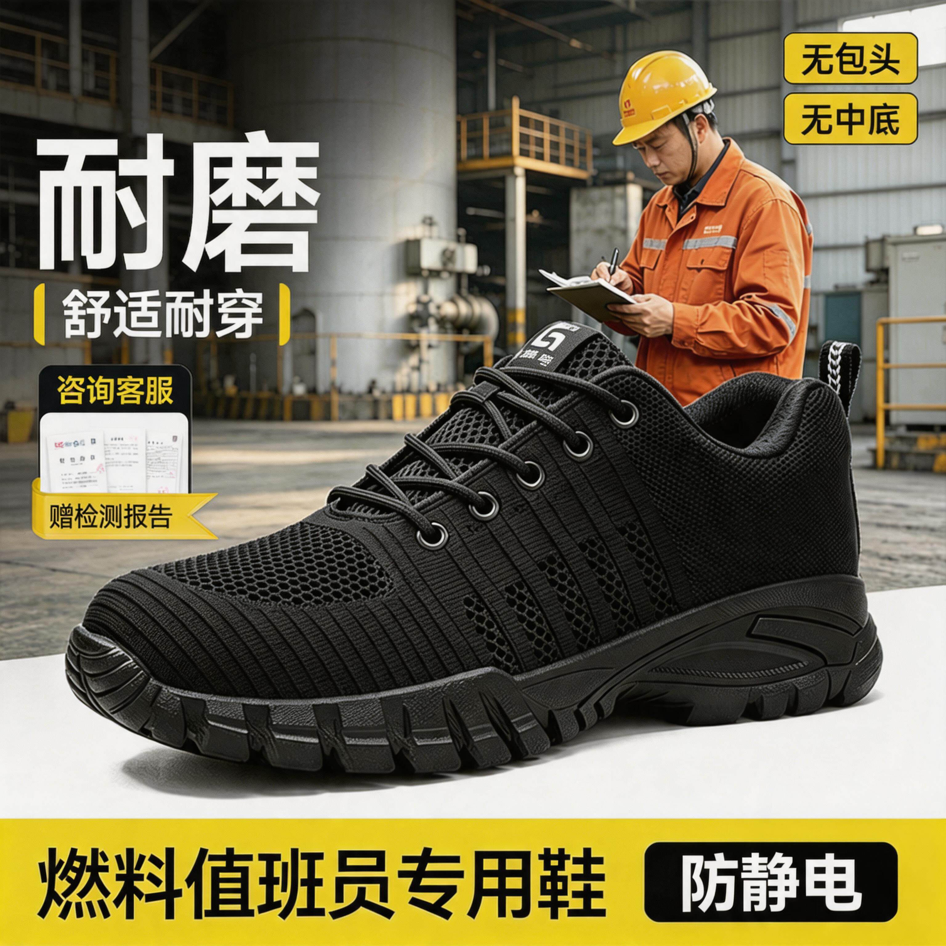 电力燃料值班员安全鞋男防静电防滑耐油电厂工作劳保鞋主图
