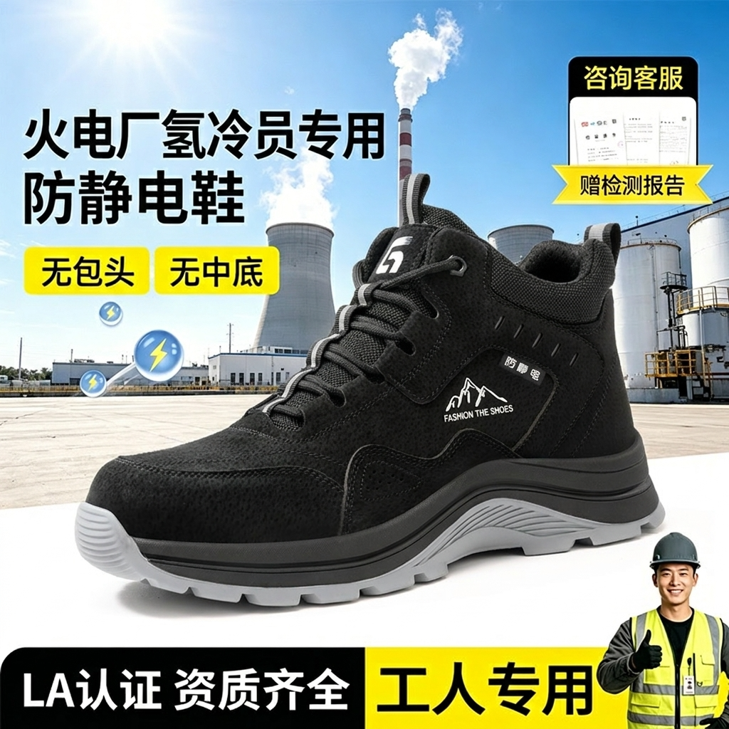 古伊萨透气电力火电厂氢冷值班员防静电防滑安全鞋男款工作劳保鞋主图