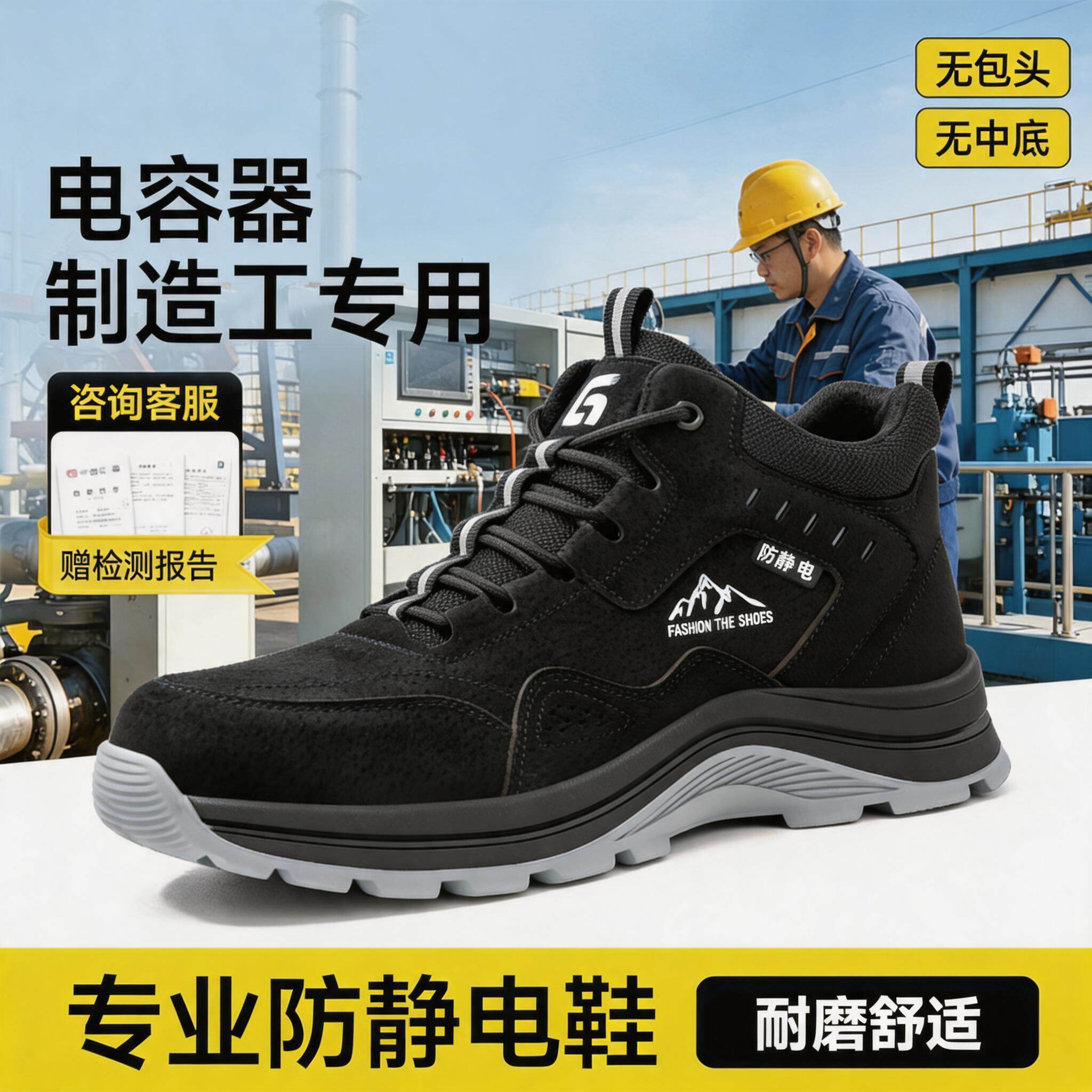 防静电电子厂劳保鞋男轻便安全工作透气电容器制造工专用主图