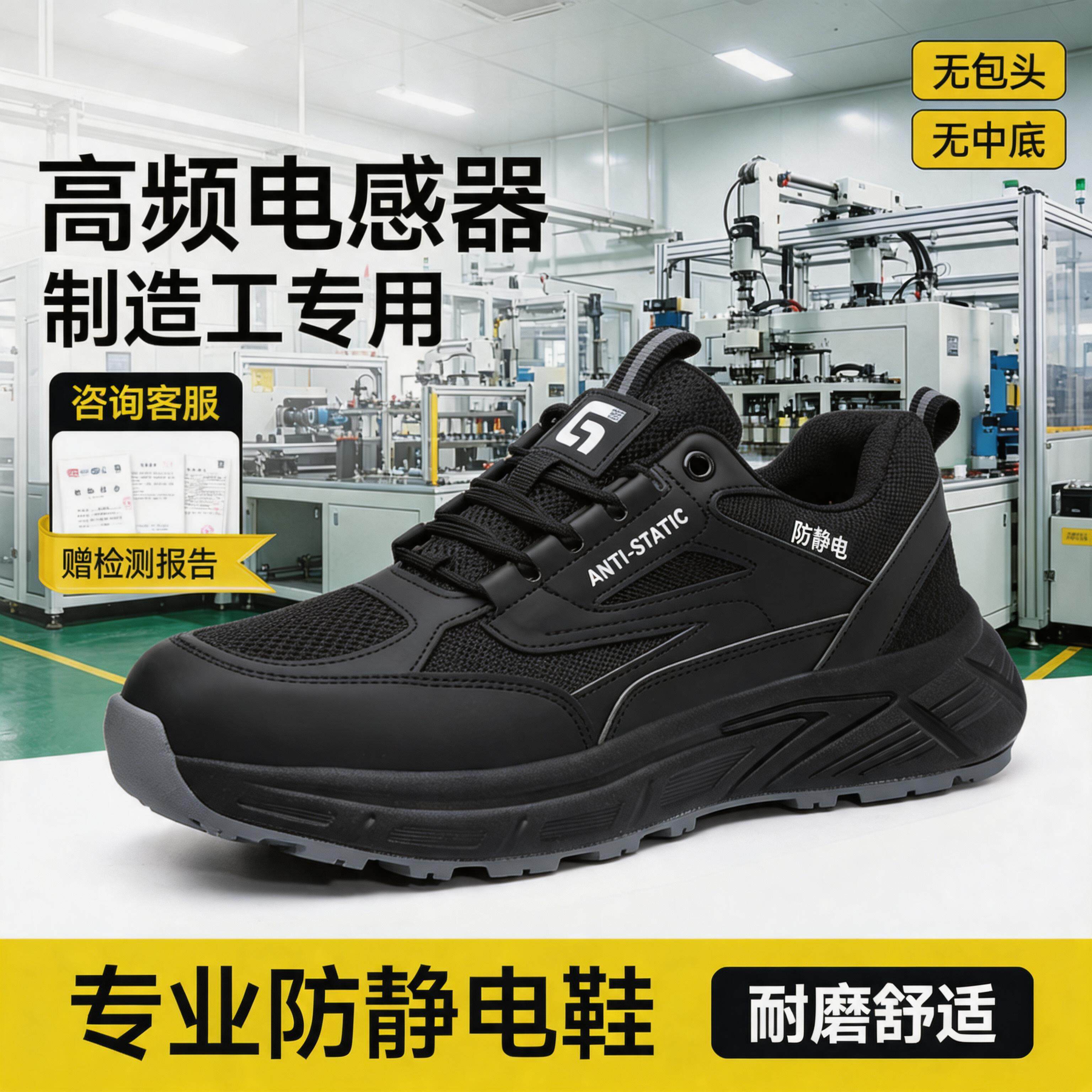 古伊萨电子厂高频电感器制造工防静电安全鞋男减震透气工作劳保鞋主图