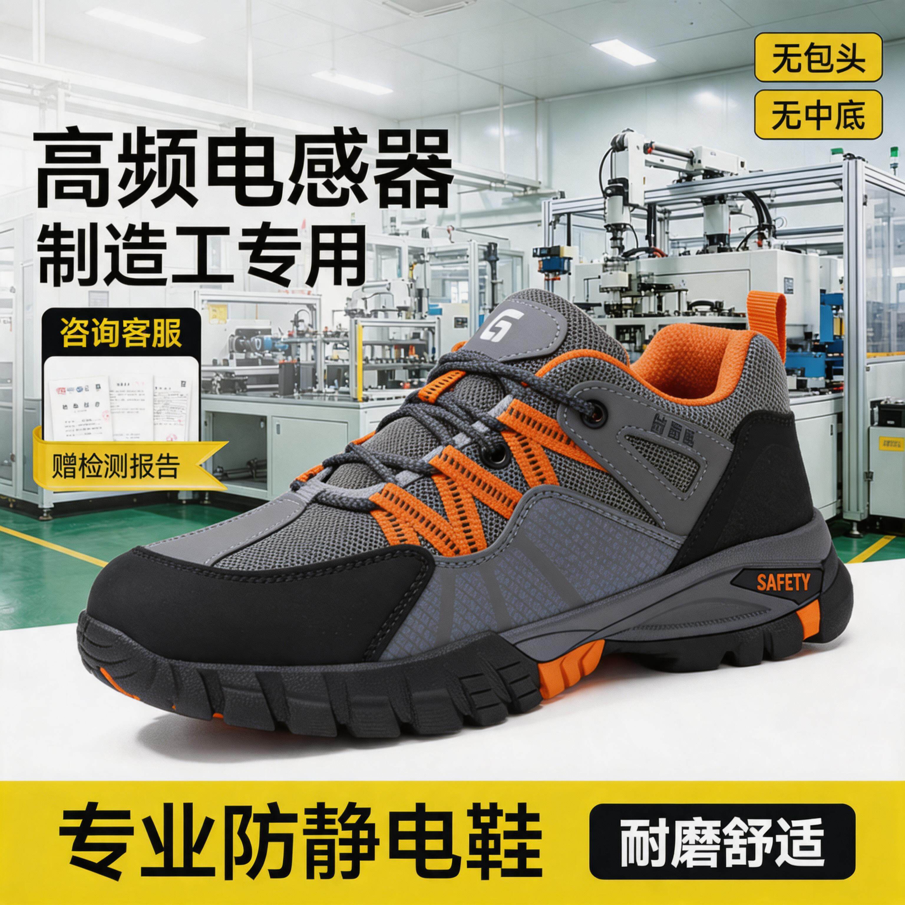 防静电电子厂劳保鞋男轻便安全工作透气减震高频电感器制造工专用主图