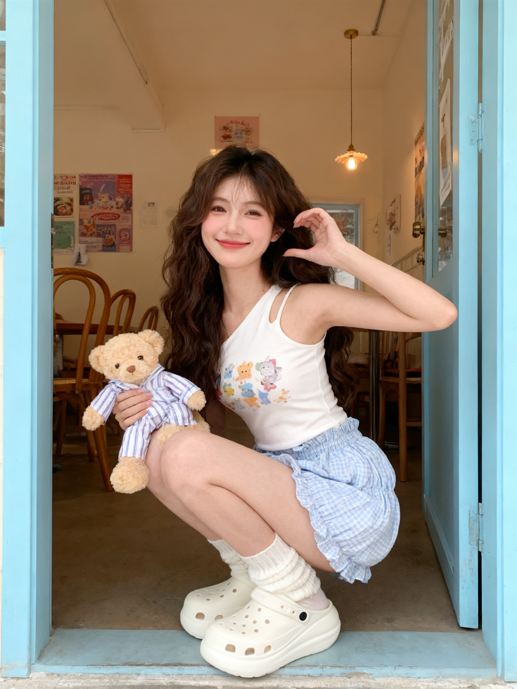 细细条 久穿不累洞洞鞋女夏EVA增高厚底防滑足弓支撑户外包头凉拖主图