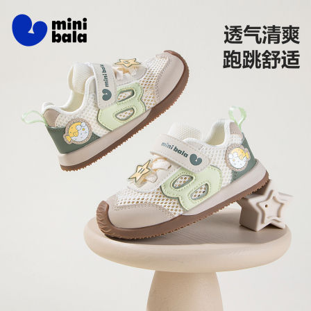 迷你巴拉小童新款夏季单网透气运动鞋男女童休闲运动鞋包头宝宝鞋