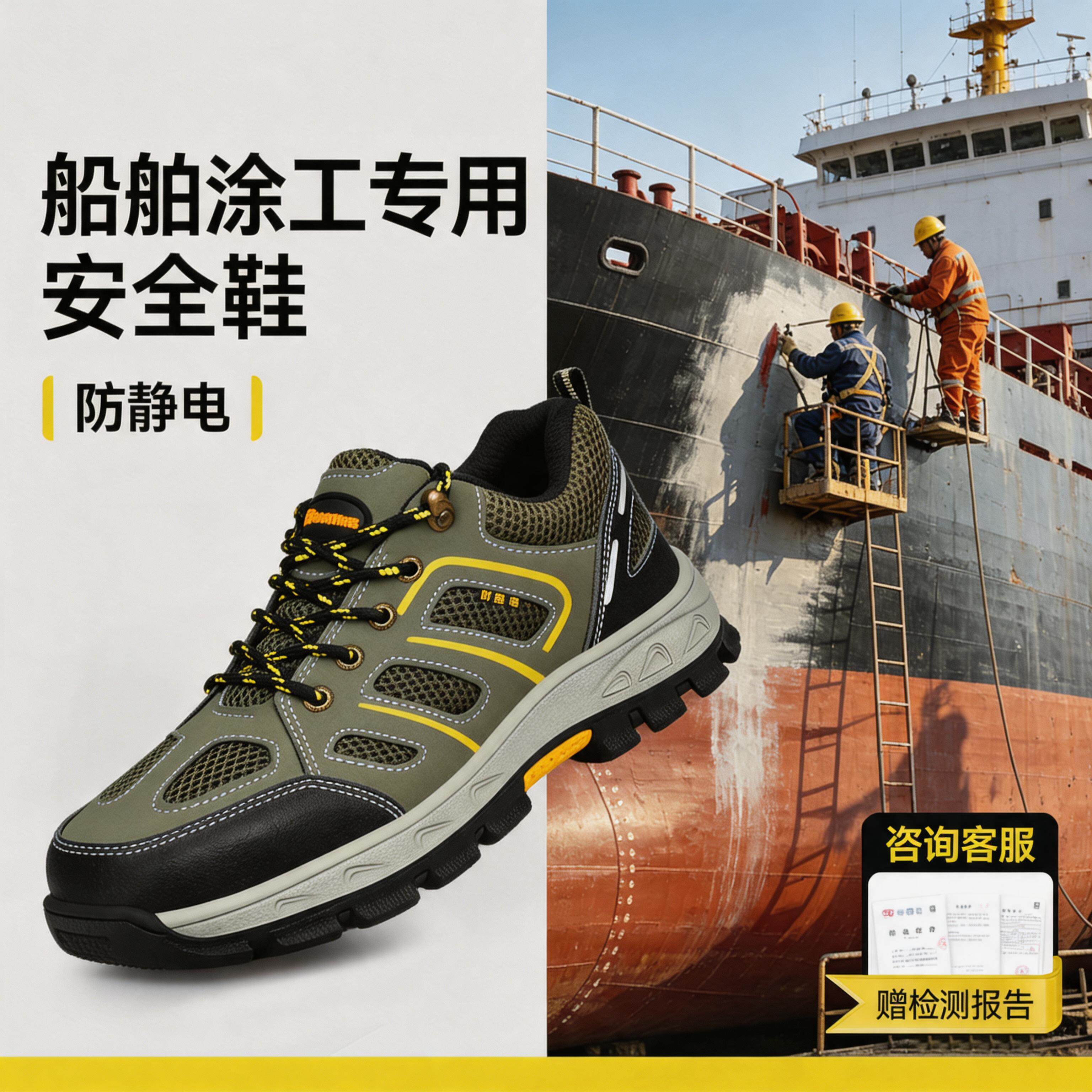 船舶涂装工安全鞋男防静电耐油防刺穿防滑保护足趾船厂工作鞋主图