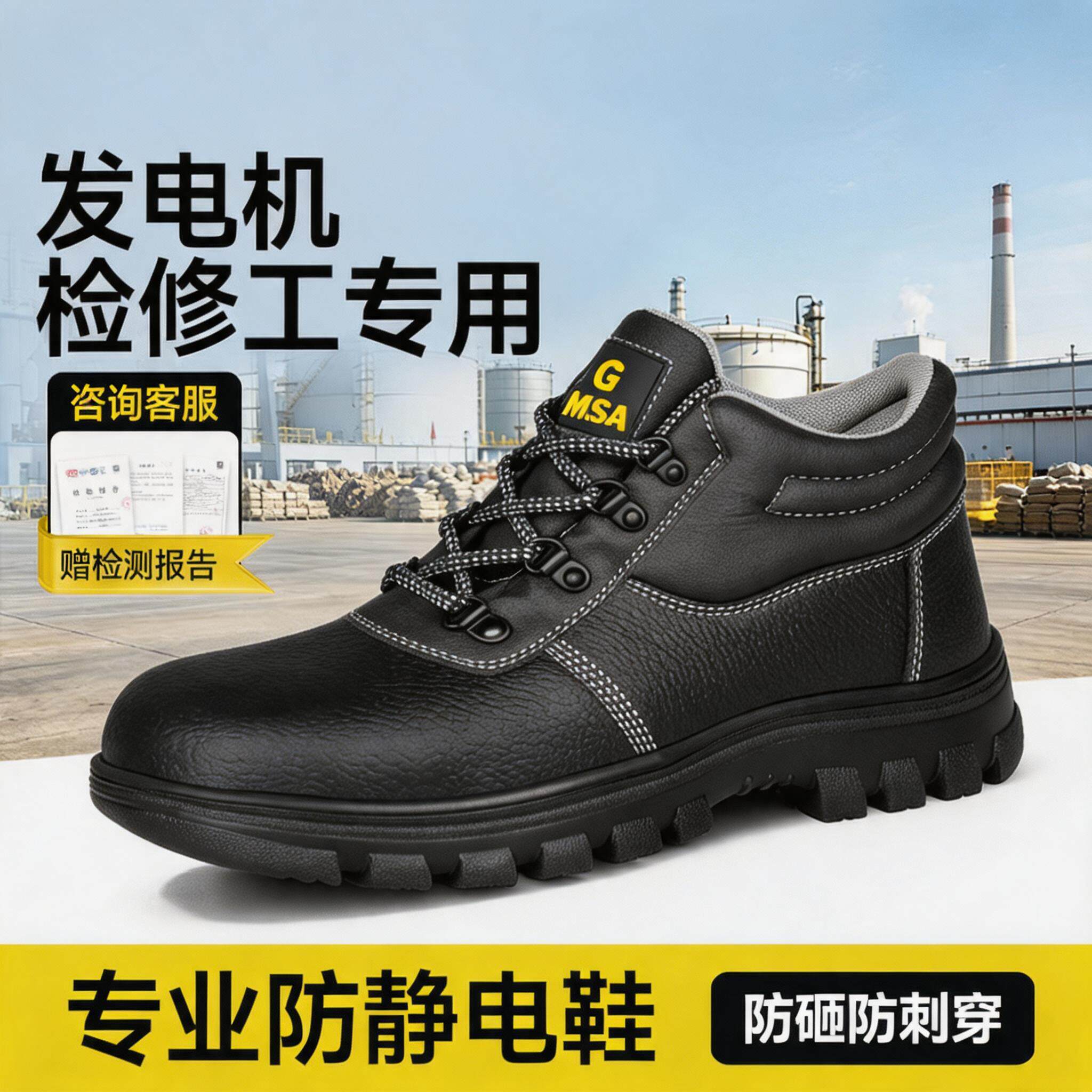电力发电机检修工安全鞋男防静电防滑钢头防刺穿电厂工作鞋主图
