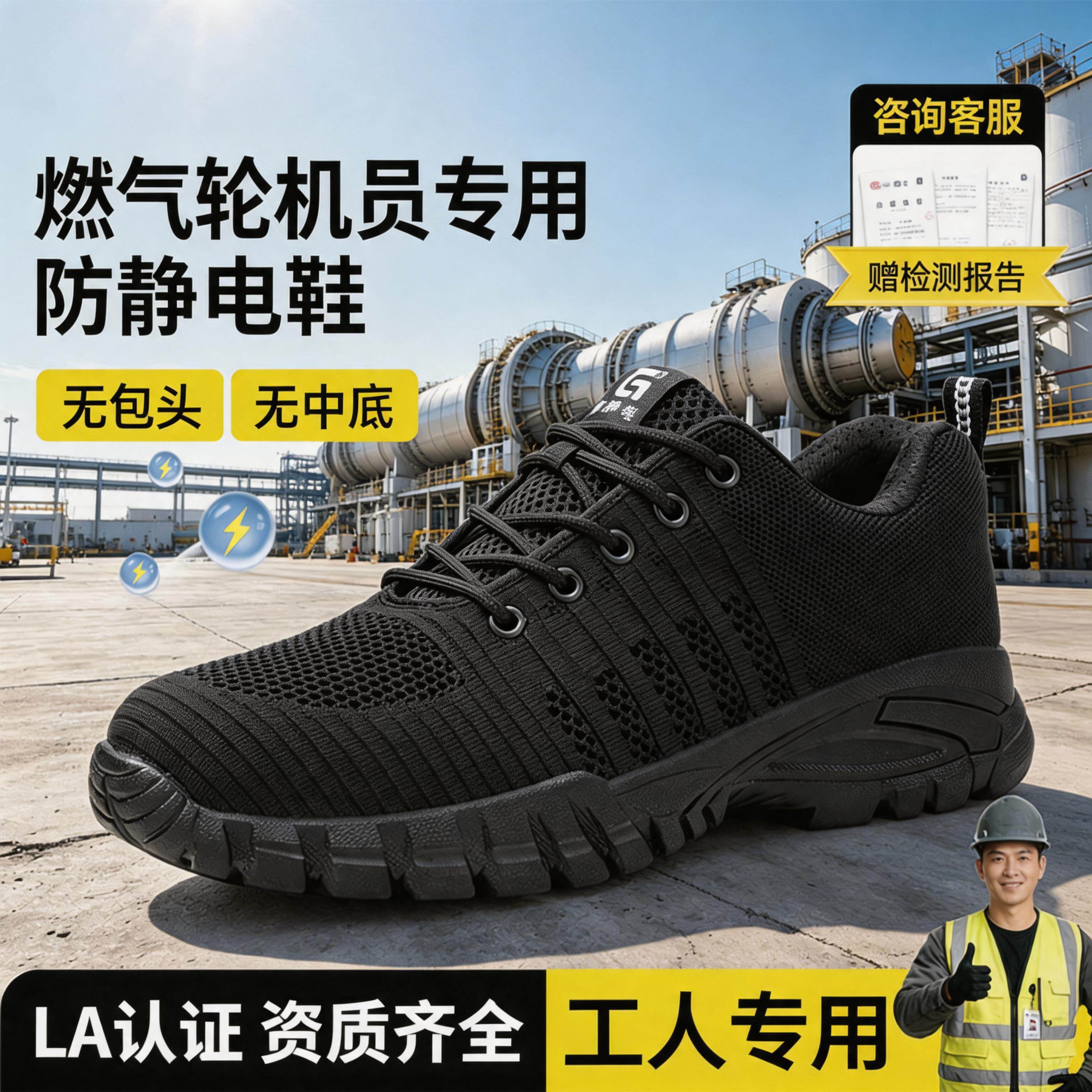 古伊萨电力燃气轮机值班员防静电鞋子耐油防滑安全鞋男款电厂工作主图