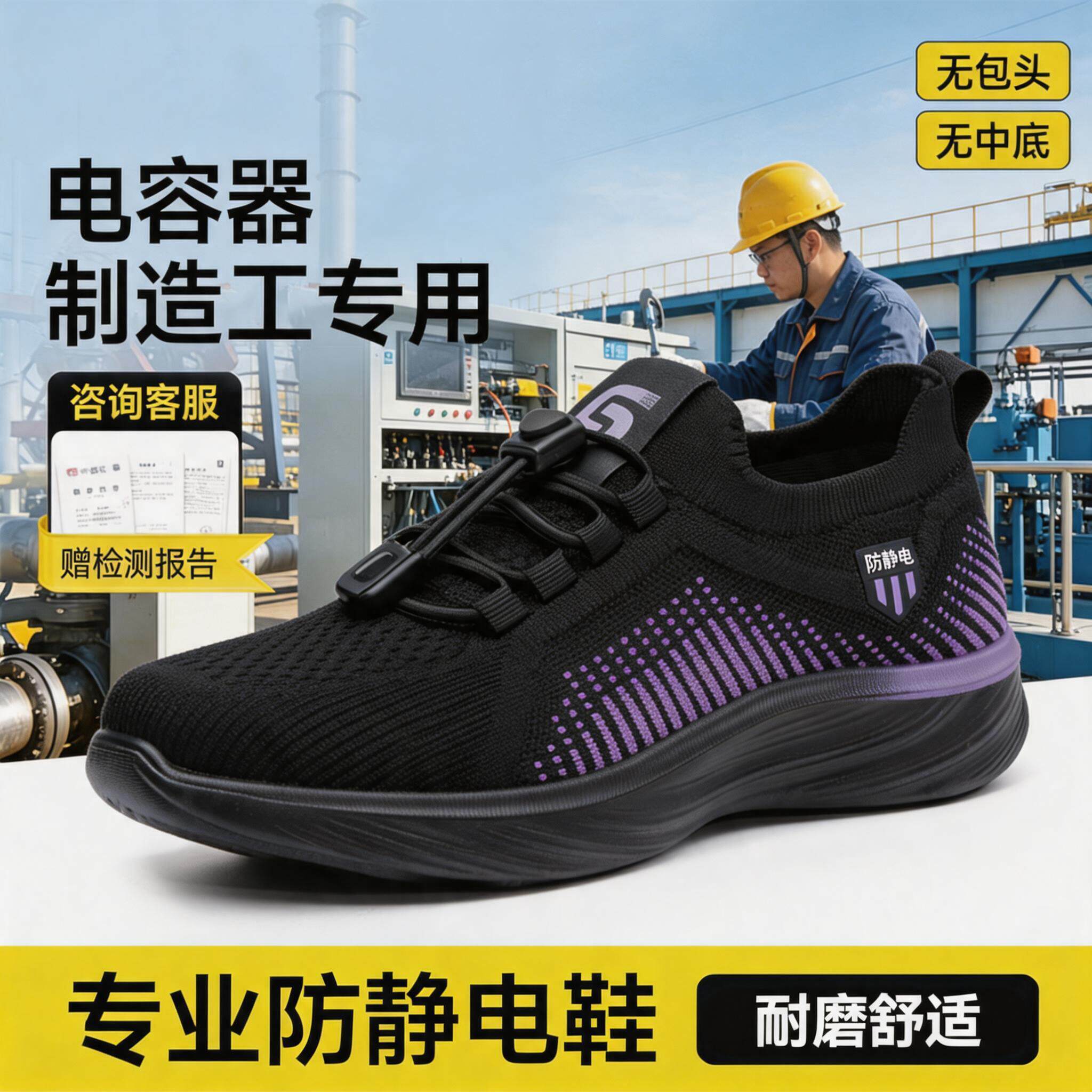 电子厂电容器制造工防静电耐高温安全鞋男劳保工作鞋主图