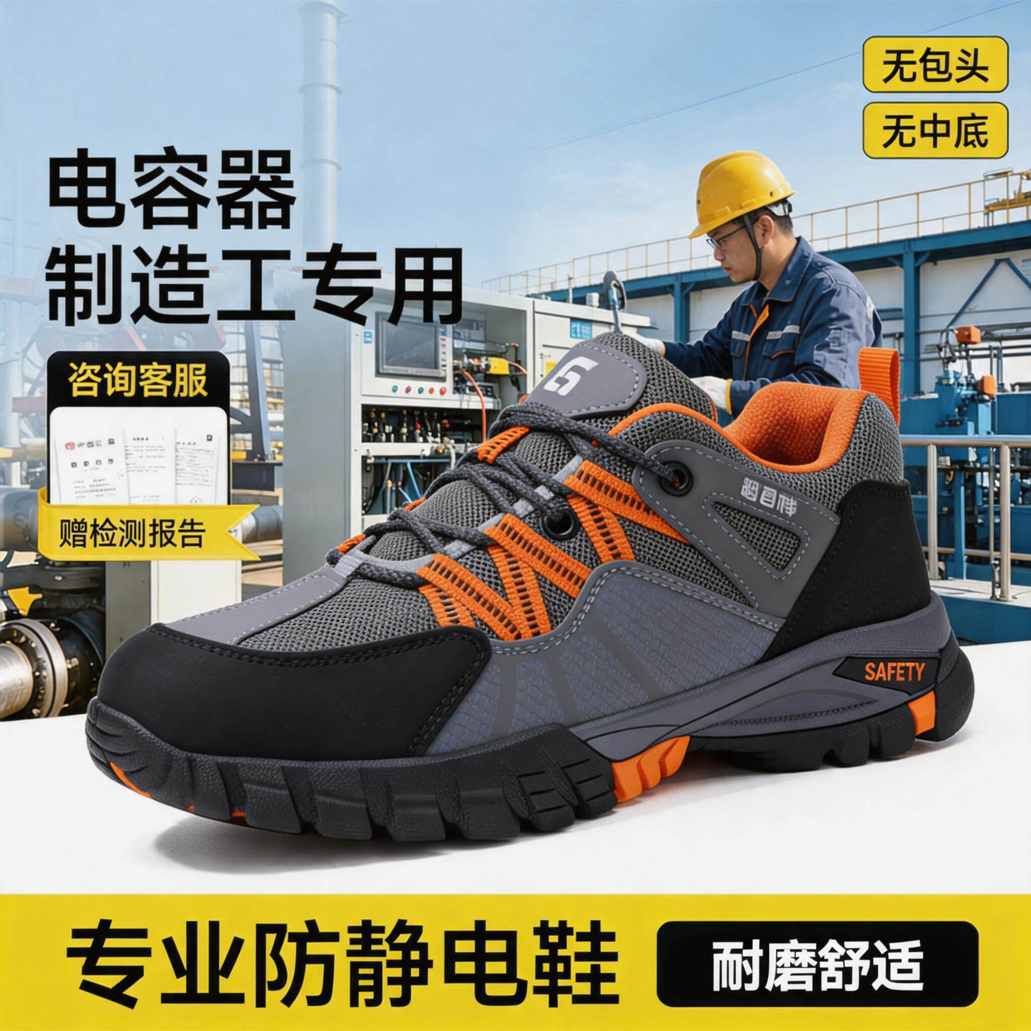 电容器制造工电子厂防静电隔热耐高温安全鞋男工作劳保鞋主图