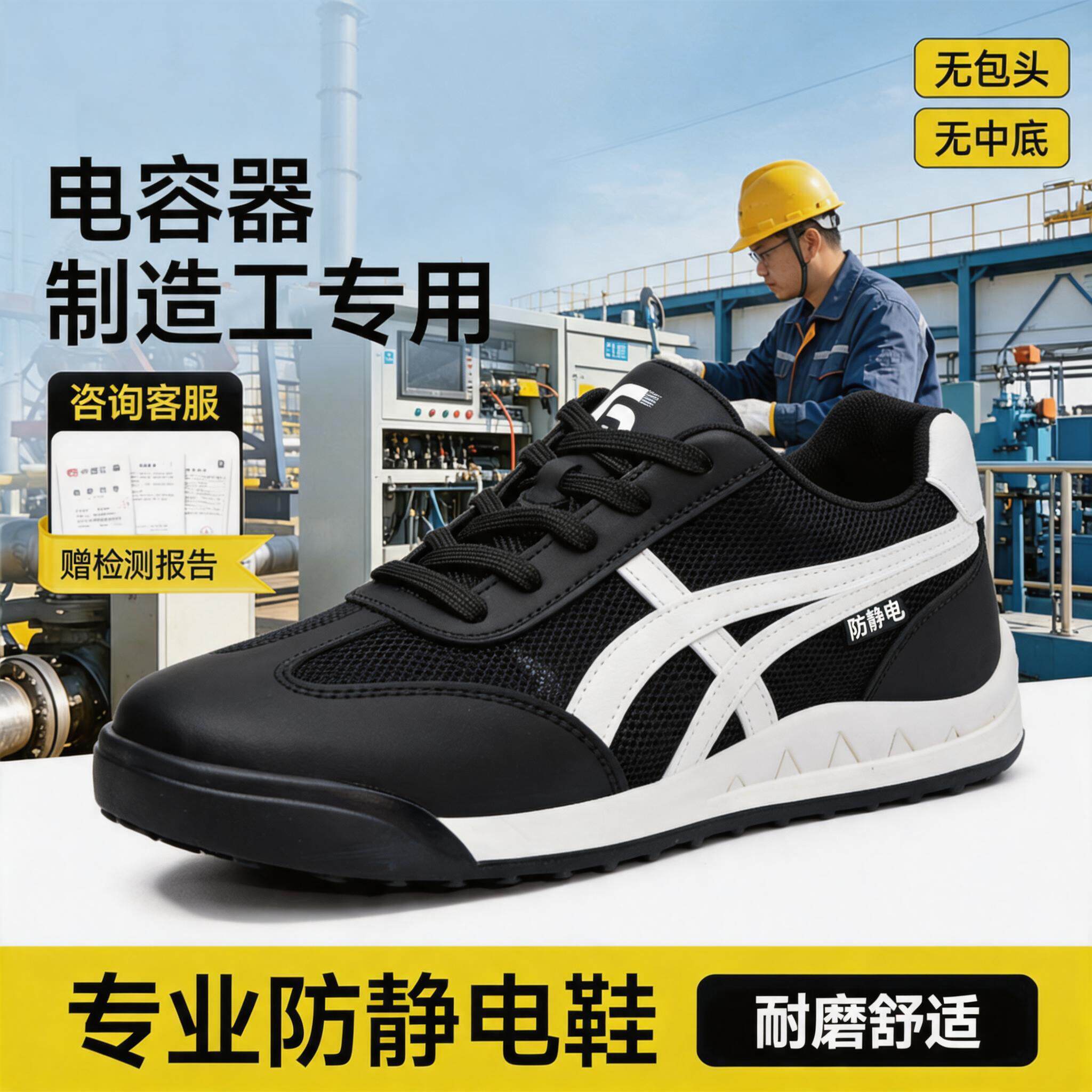 电子厂电容器制造工防静电耐高温安全鞋男工作防护劳保鞋主图