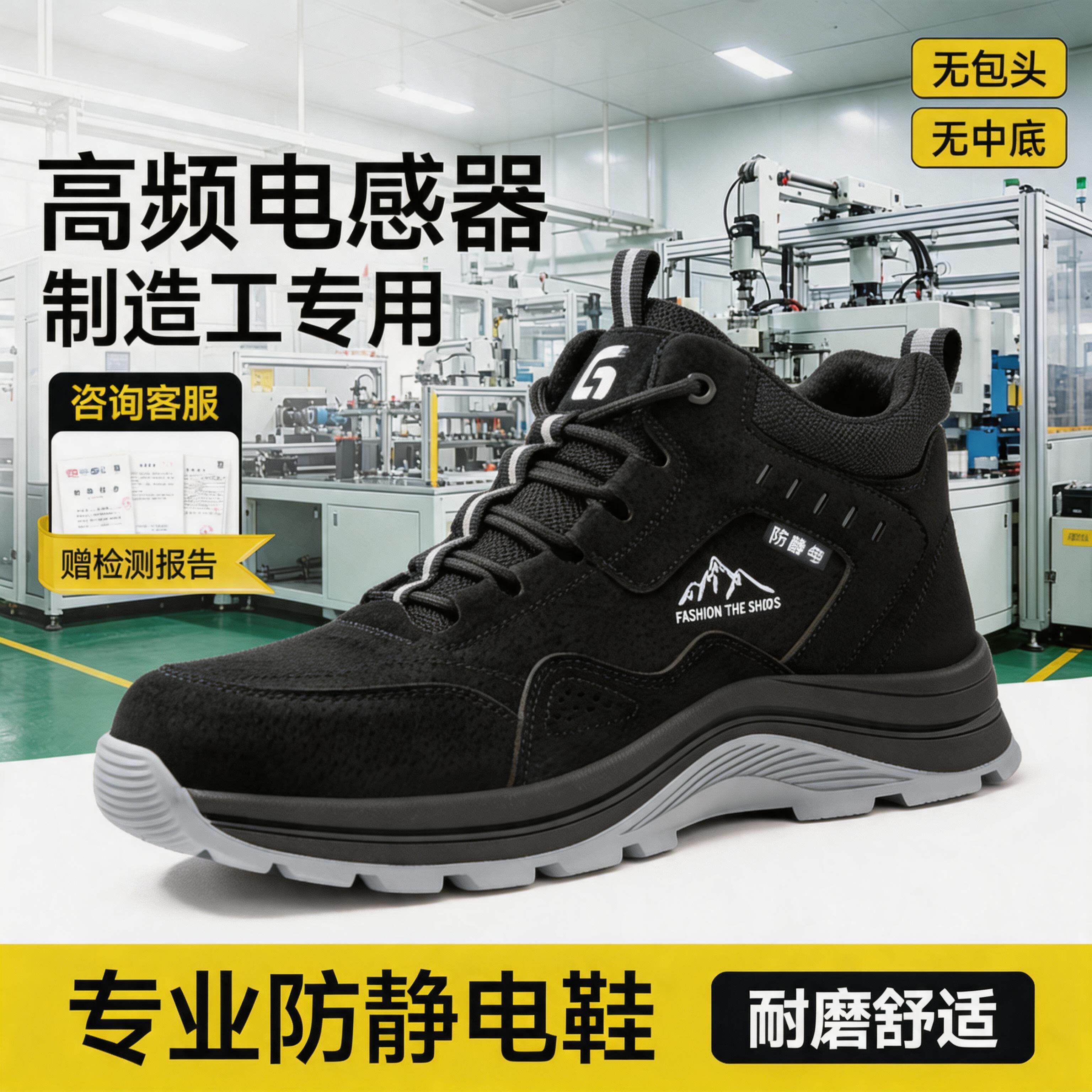 古伊萨高频电感器制造工电子厂防静电安全鞋男减震透气劳保工作鞋主图