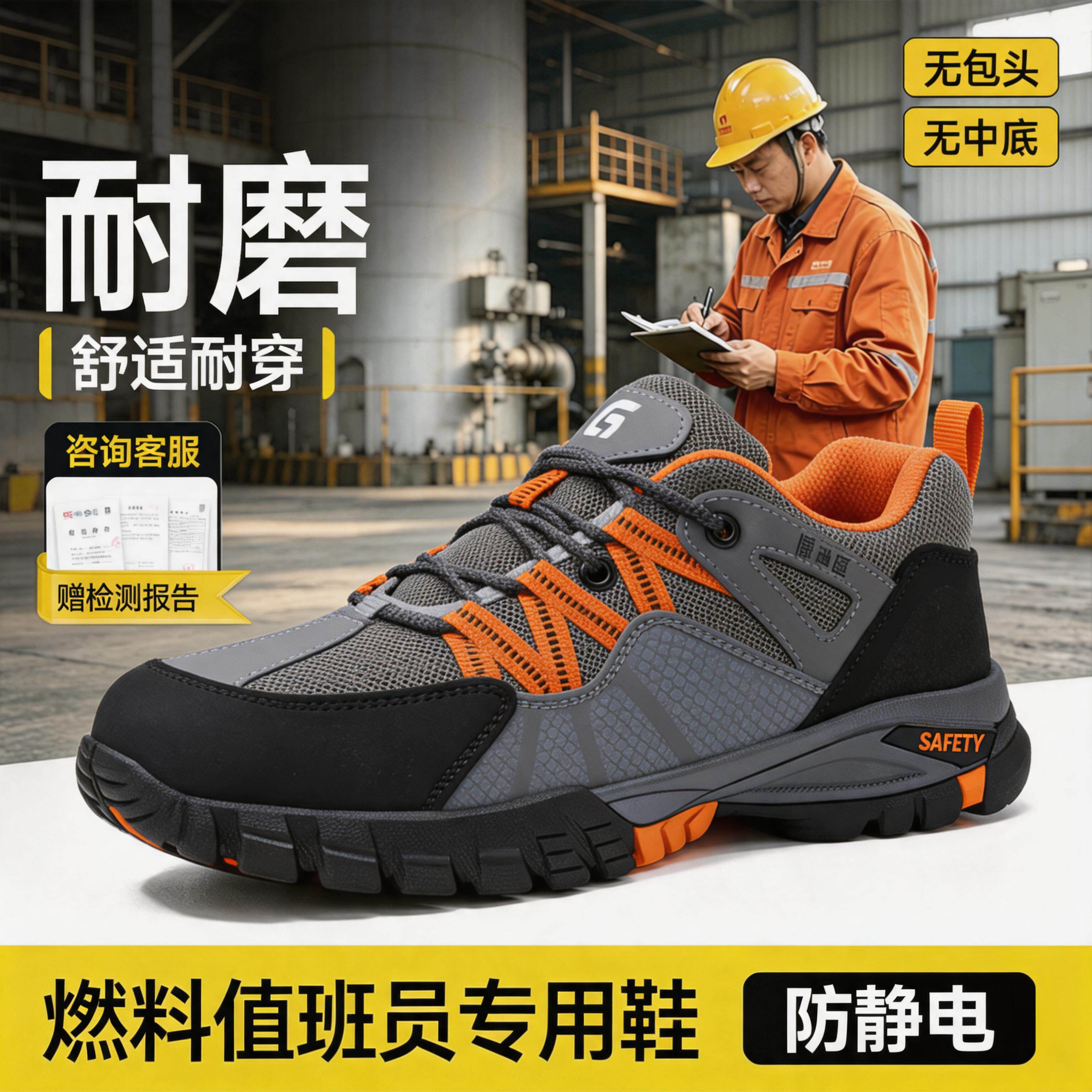 电力行业燃料值班员安全鞋男防静电防滑耐油防护工作鞋劳保鞋主图