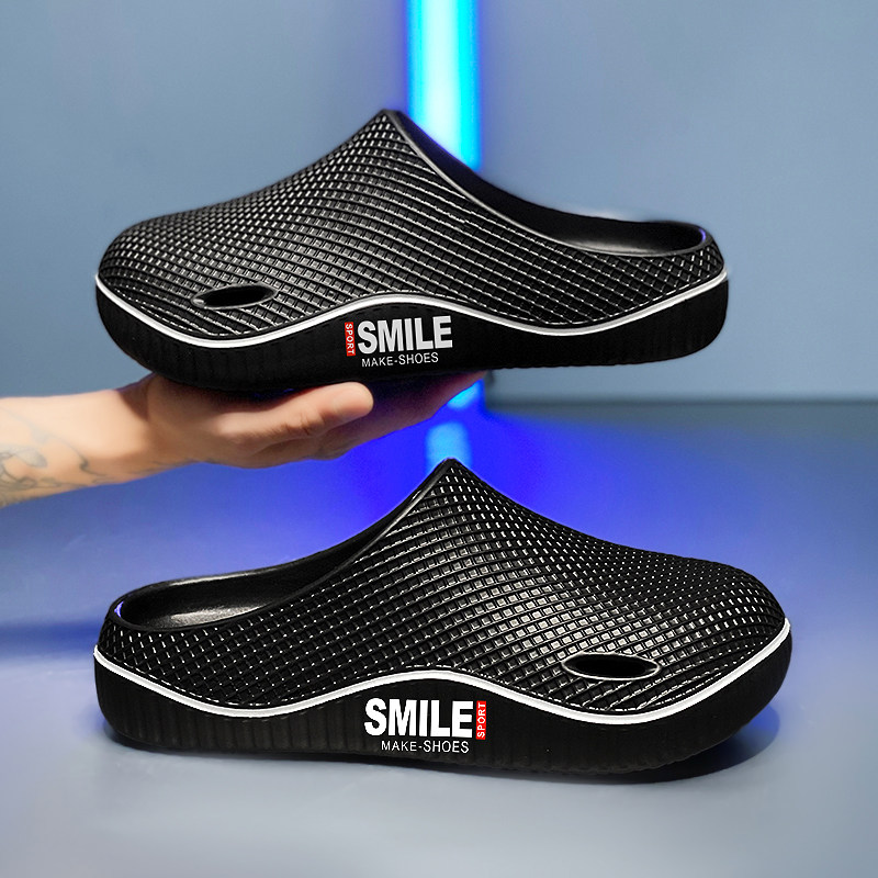 包头半拖鞋男夏季外穿懒人一脚蹬无后跟厨师鞋办公室豆豆轻便凉鞋主图