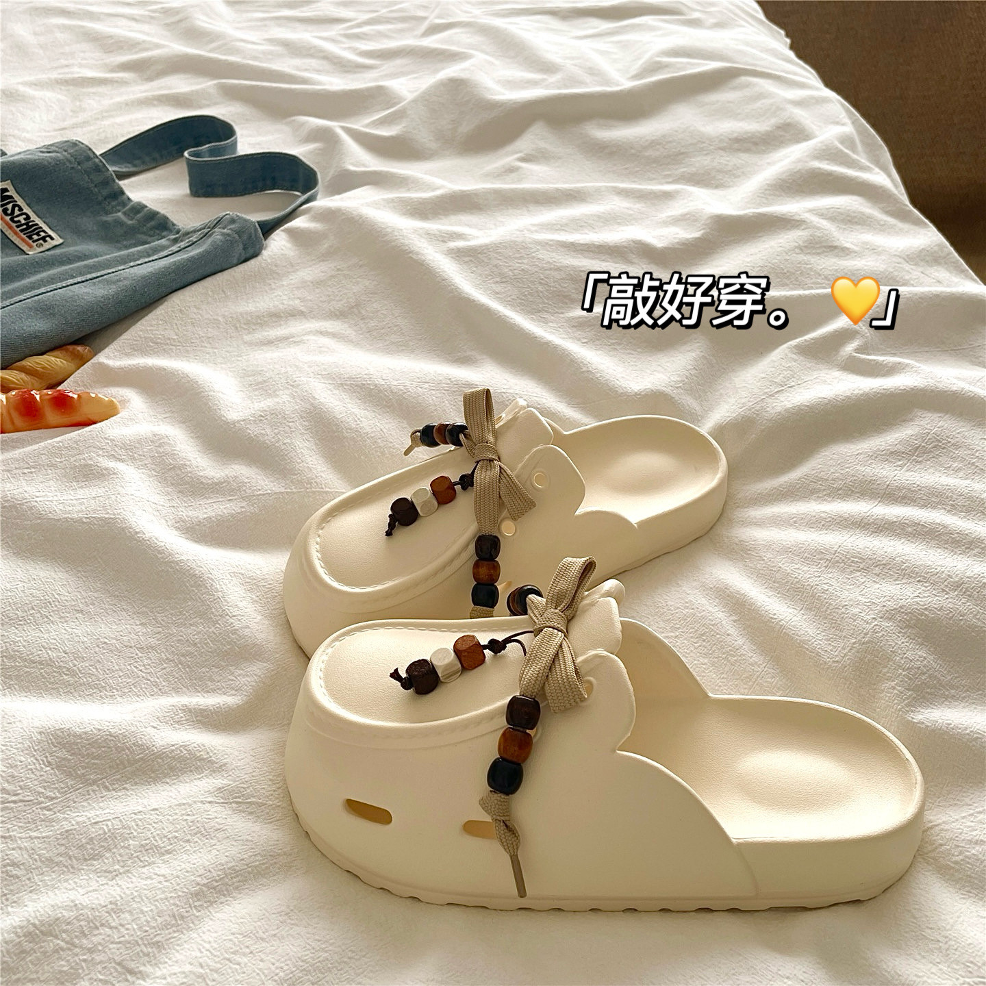 美拉德珠串~！ins防水包头厨师凉拖鞋女厚底增高懒人夏季洞洞鞋潮主图