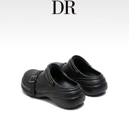 DR官方正品黑色厚底包头拖鞋女2026夏季外穿防滑增高沙滩鞋厨师鞋