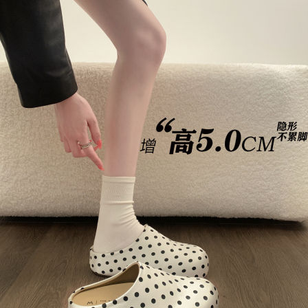韩系ins波点春夏季外穿包头厚底增高拖鞋海边沙滩防滑半包厨师鞋