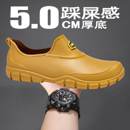 低帮雨鞋男夏季2026新款防水厚底轻便防滑耐磨厨房专用防油厨师鞋