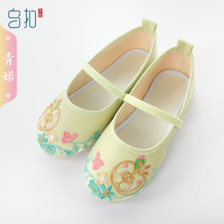 乌扣.青婼 女童汉服绣花鞋儿童中国风古装新中式汉服搭配鞋子国风