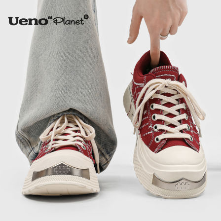 UENO"planet"厚底增高板鞋男耐磨运动休闲潮鞋做旧百搭透气帆布鞋