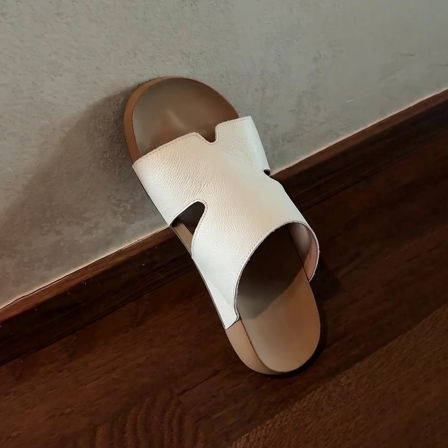 羊皮版~厚底勃肯拖鞋女休闲一字拖鞋外穿露趾百搭简约沙滩凉拖鞋鞋