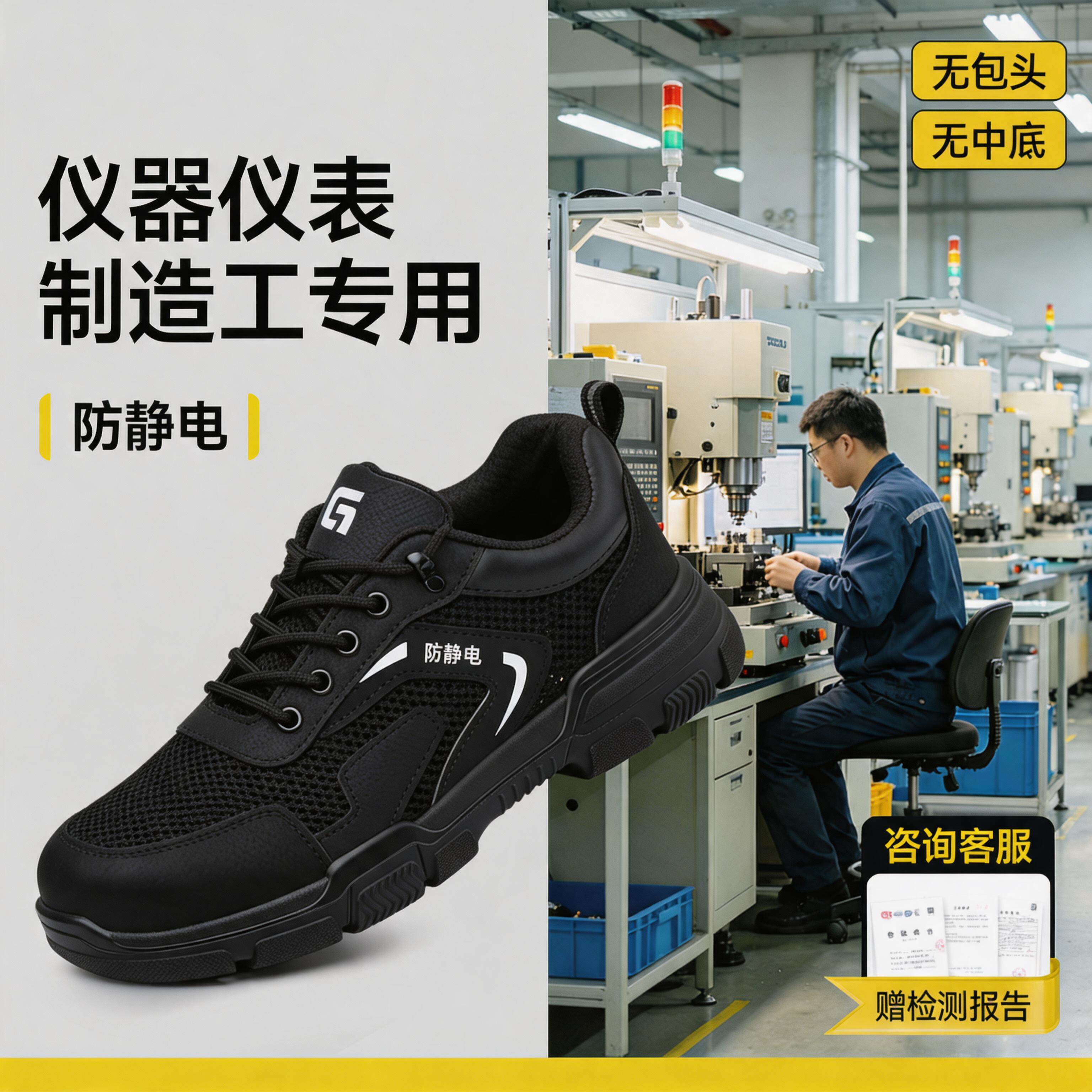 电子厂劳保鞋男女同款防静电隔热安全工作透气仪器仪表制造工专用主图