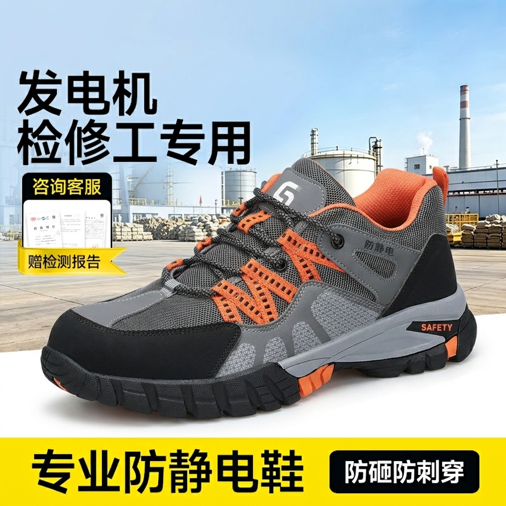 古伊萨电力发电机检修工安全鞋男防静电防滑钢头防刺穿电厂工作男主图