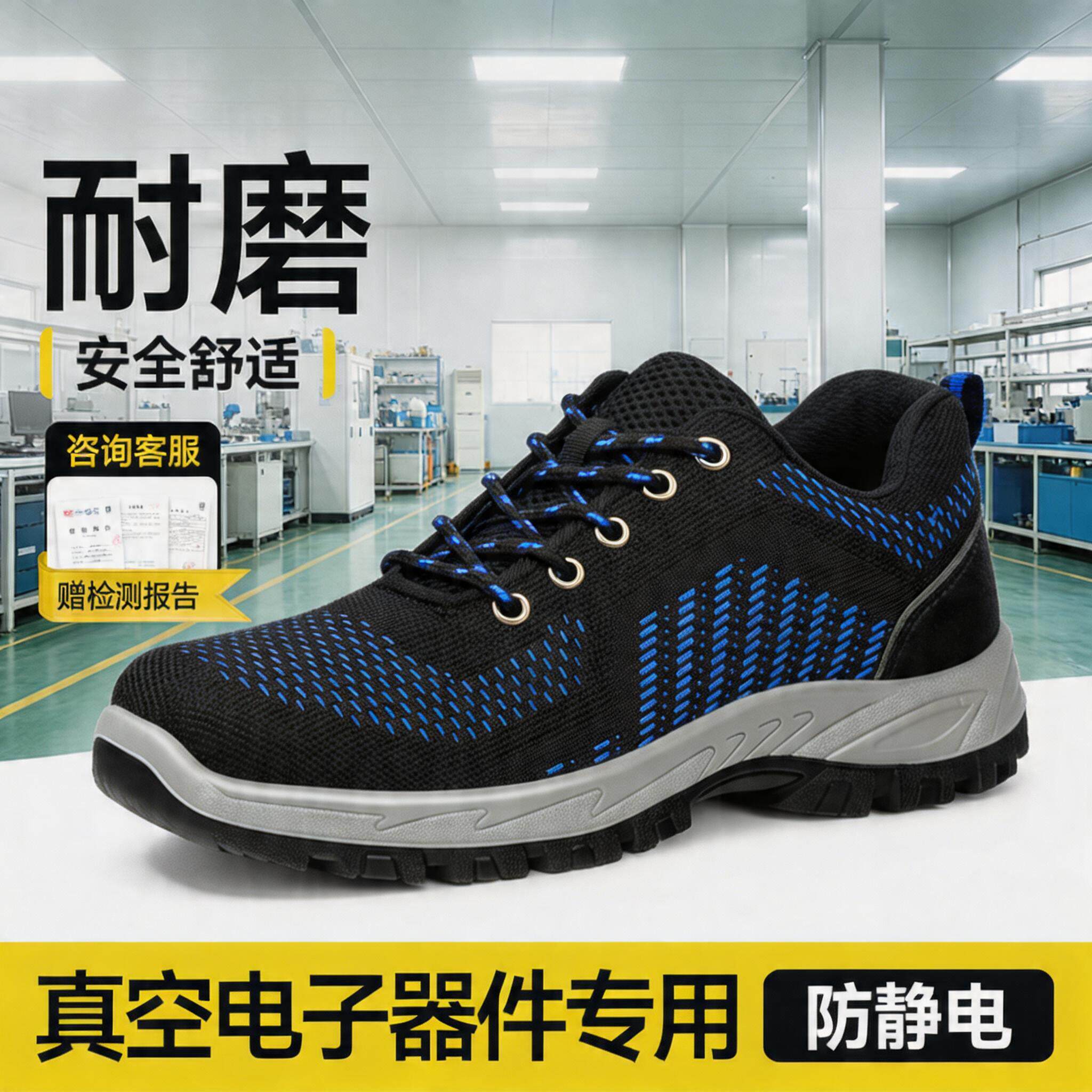 防静电劳保鞋男女款防砸防刺穿透气真空电子器件零件制造及装调工主图