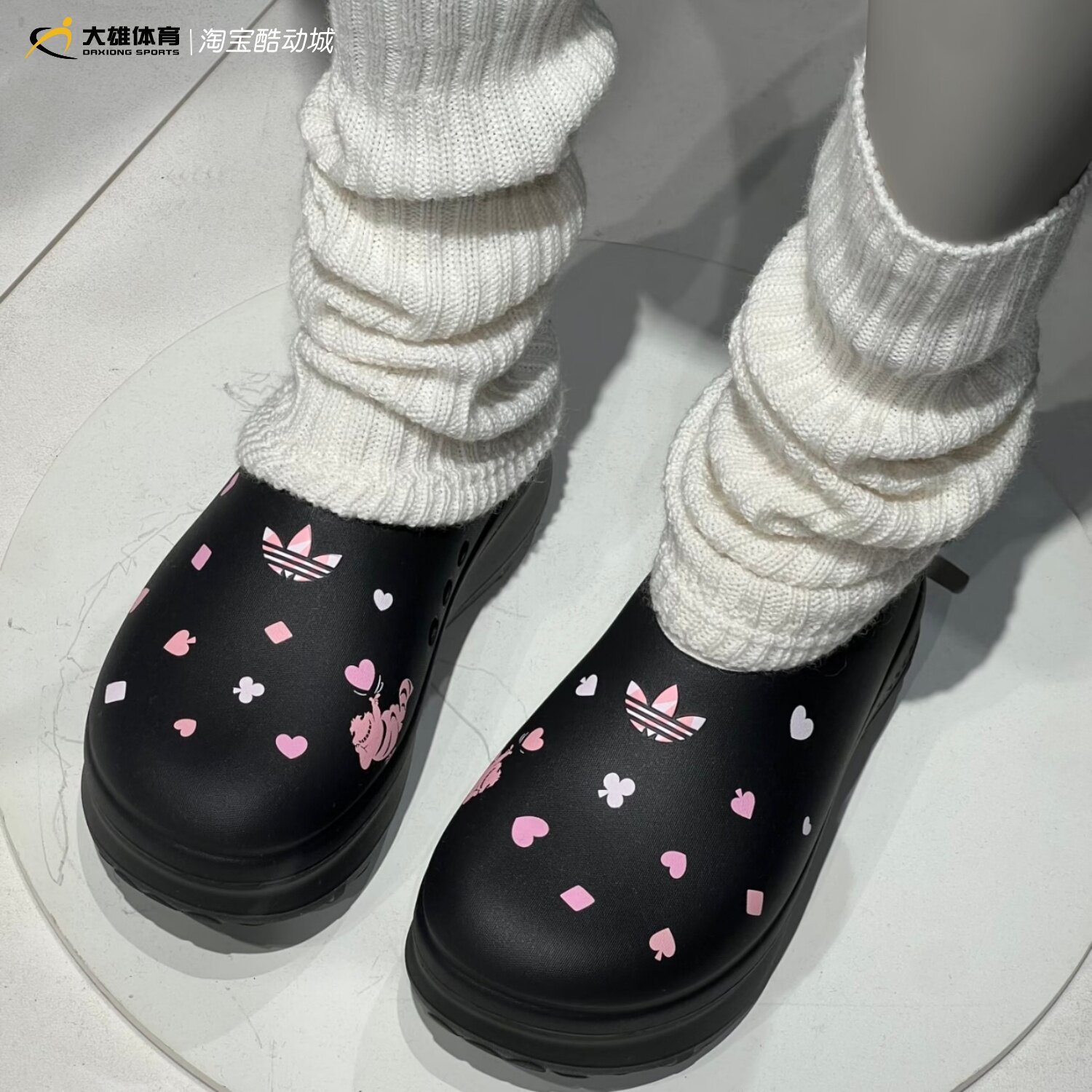 Adidas三叶草26年夏季女子迪士尼联名柴郡猫黑色厚底厨师鞋KH5901主图
