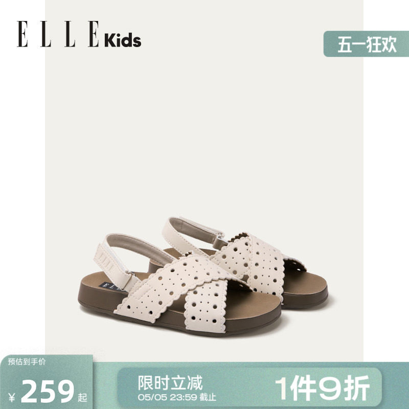 ELLEkids童鞋女童勃肯凉鞋2026夏季新款儿童外穿沙滩鞋交叉凉拖鞋主图