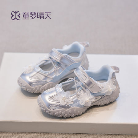 女童鞋儿童凉鞋2026新款女大童运动鞋包头女孩夏季鞋夏款公主蓝色