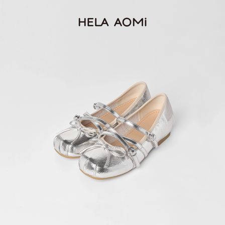 邱莹莹 HELA AOMI \"芭蕾绑带鞋\"褶皱贝壳头玛丽珍单鞋