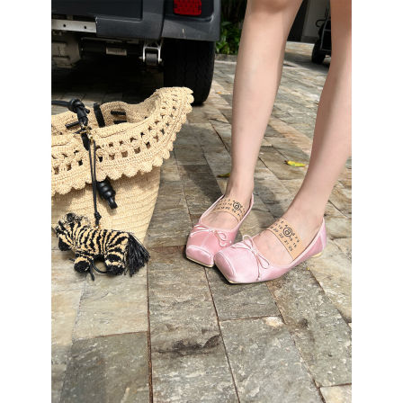 Xinlei Lin 芭蕾少女 方头数字绑带休闲浅口芭蕾鞋玛丽珍鞋女鞋