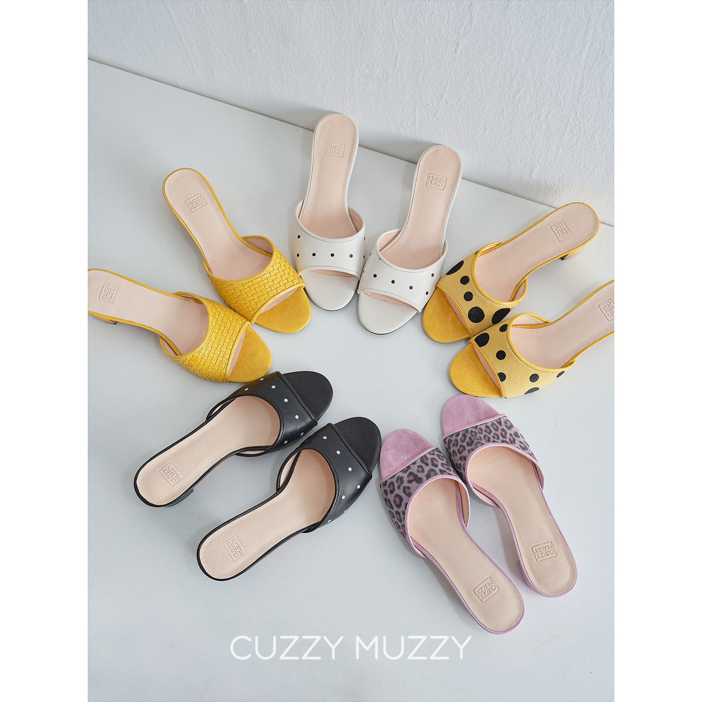 CUZZYMUZZY拖鞋女外穿夏季配裙子法式真皮高级感粗跟高跟鞋凉拖鞋主图