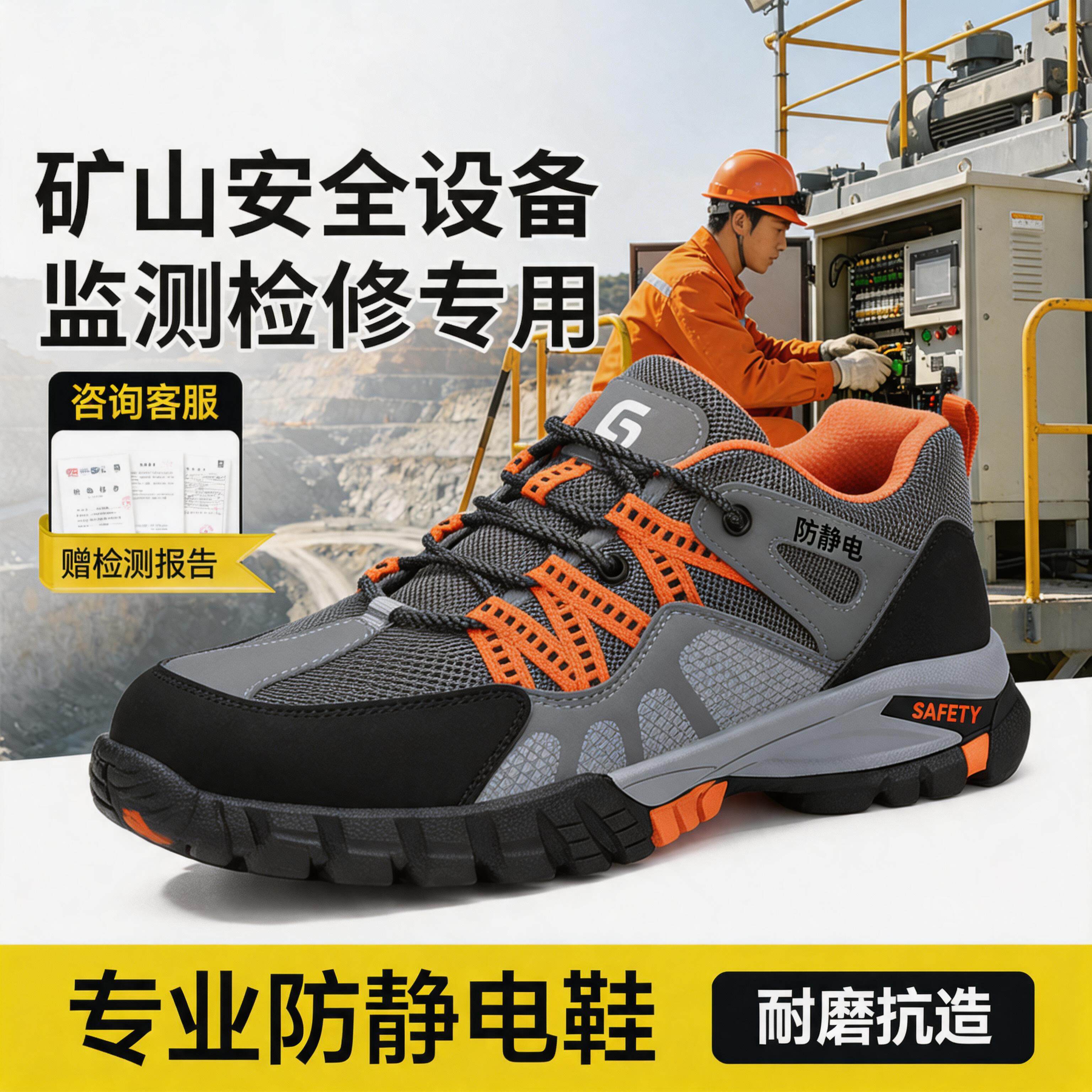 古伊萨劳保鞋男款矿山安全设备监测检修工防砸防刺穿工地防静电鞋主图