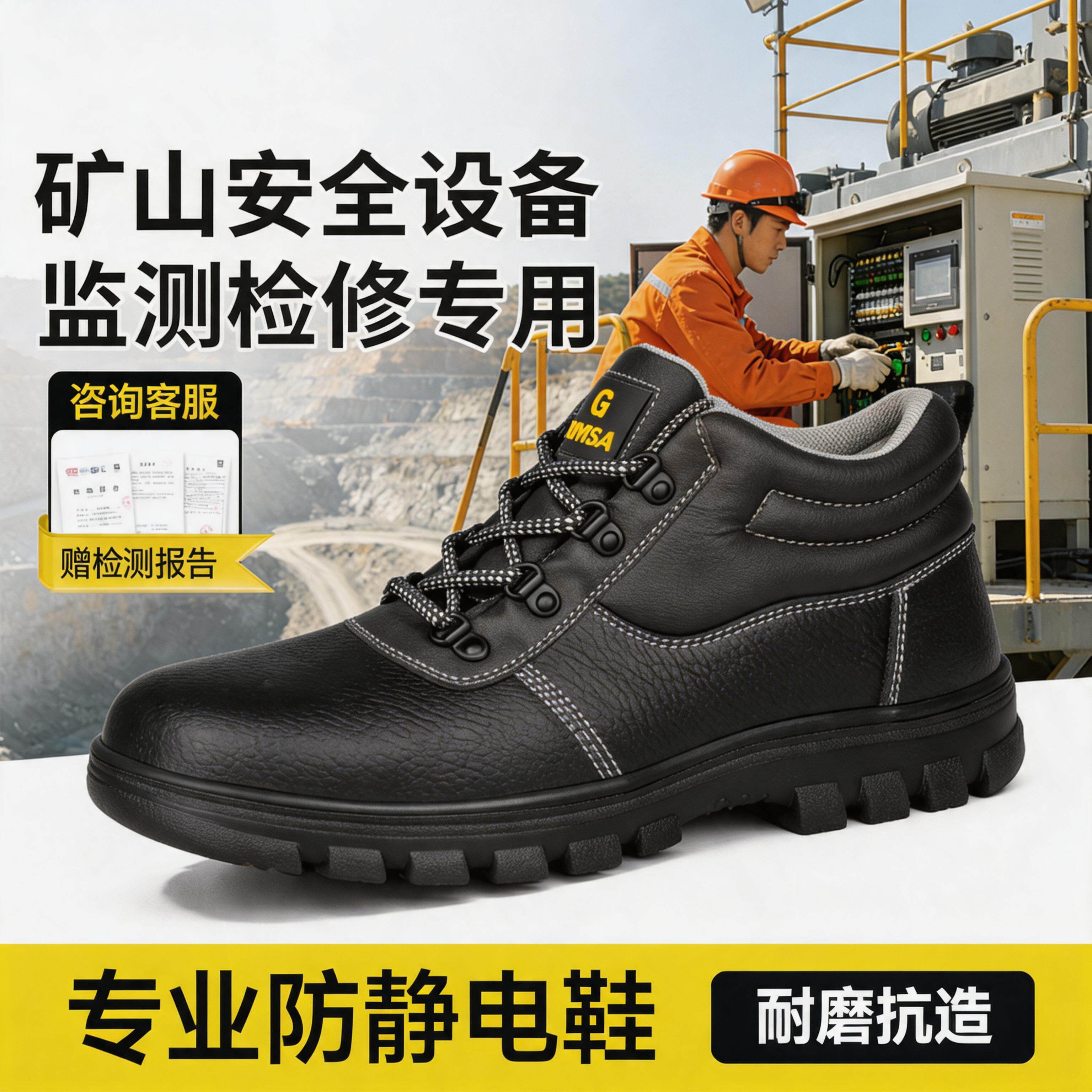 古伊萨劳保鞋男款矿山安全设备监测检修工防砸防刺穿工地防静电鞋主图