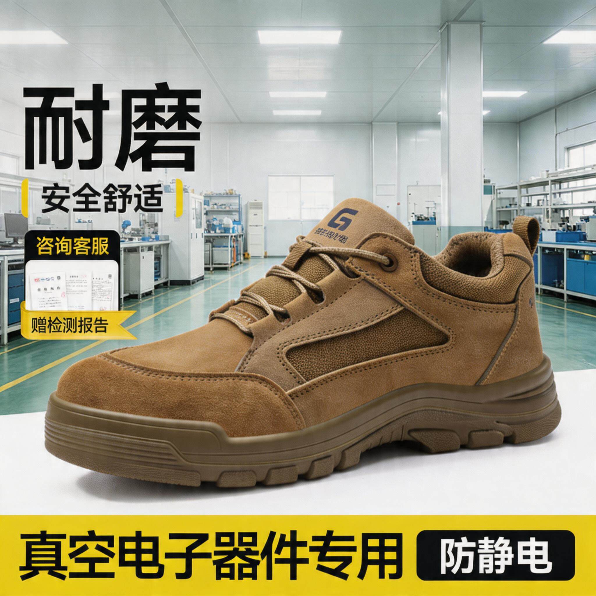 防静电劳保鞋男女款防砸防刺穿夏季真空电子器件零件制造及装调工主图