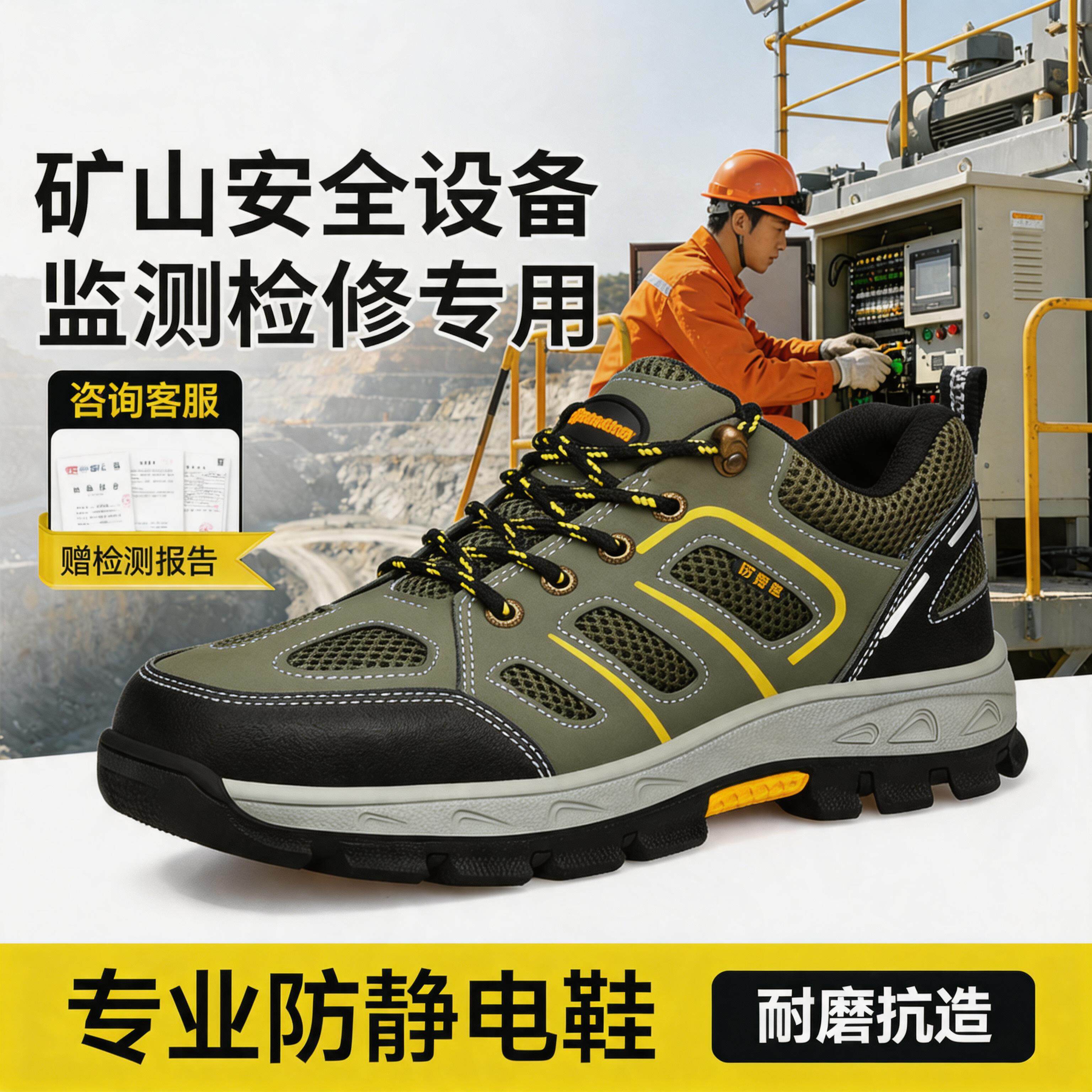 古伊萨劳保鞋男款矿山安全设备监测检修工防砸防刺穿工地防静电鞋主图