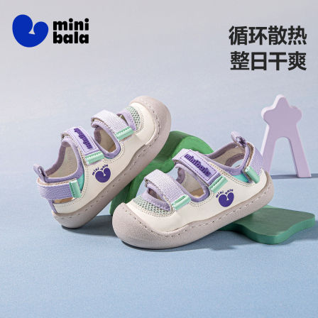 迷你巴拉夏季新款儿童包头凉鞋防撞宝宝鞋小童双魔术贴男女童凉鞋